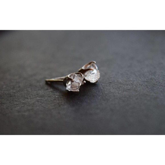 raw crystal earrings sterling silver studs - Picture 1 of 5